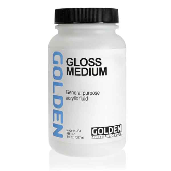 Golden Polymer is a general purpose liquid medium useful for creating glazes, extending colours, enhancing gloss and translucency