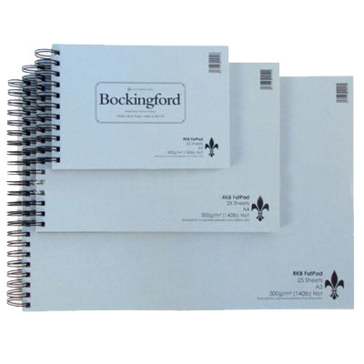 Pad contains 25 sheets of Bockingford Cold Pressed (NOT) 300gsm/140lb paper. Mould-made, woodfree and internally sized.