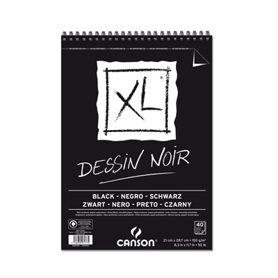 Canson XL Noir pad contains deep black paper that has a smooth/fine textured surface.