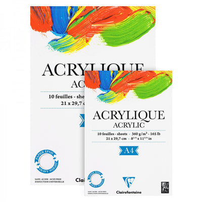 Clairefontaine Acrylic Pads contain 10 sheets of 360gsm paper, for painting with acrylic.
