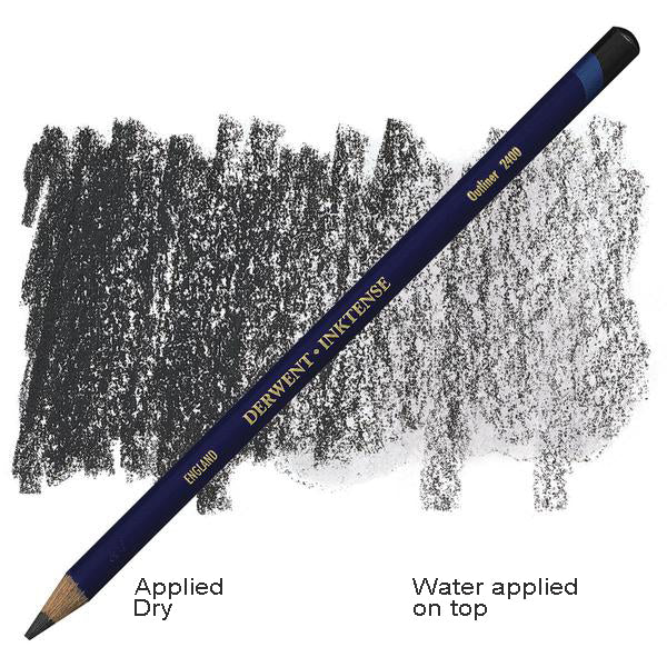 Derwent Inktense Outliner pencil will not dissolve or fade when water is added.