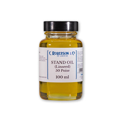 Stand Oil is a paler, more viscous oil than refined linseed oil.