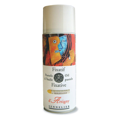 Totally transparent fixative that leaves a clear and silk-like film protecting the oil pastel image.