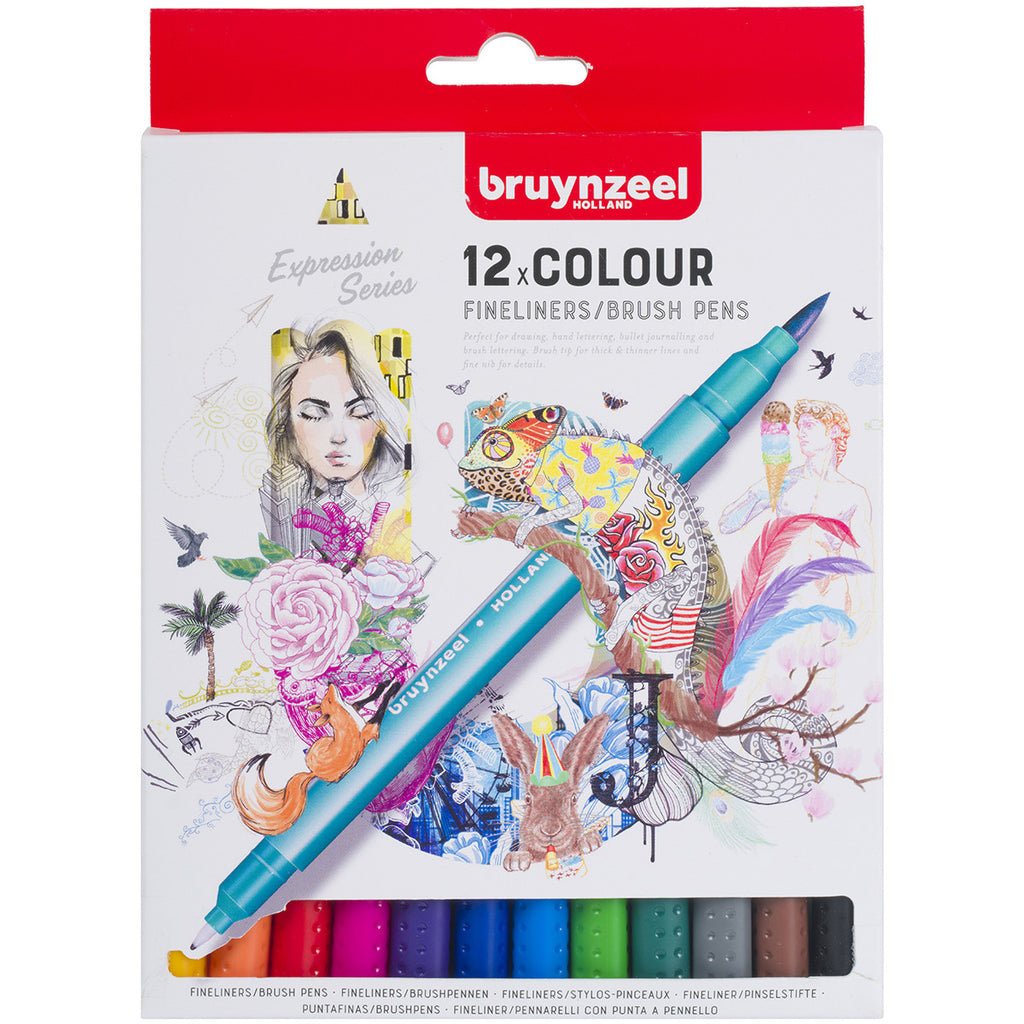 Bruynzeel Fineliner Brushpen set of 12