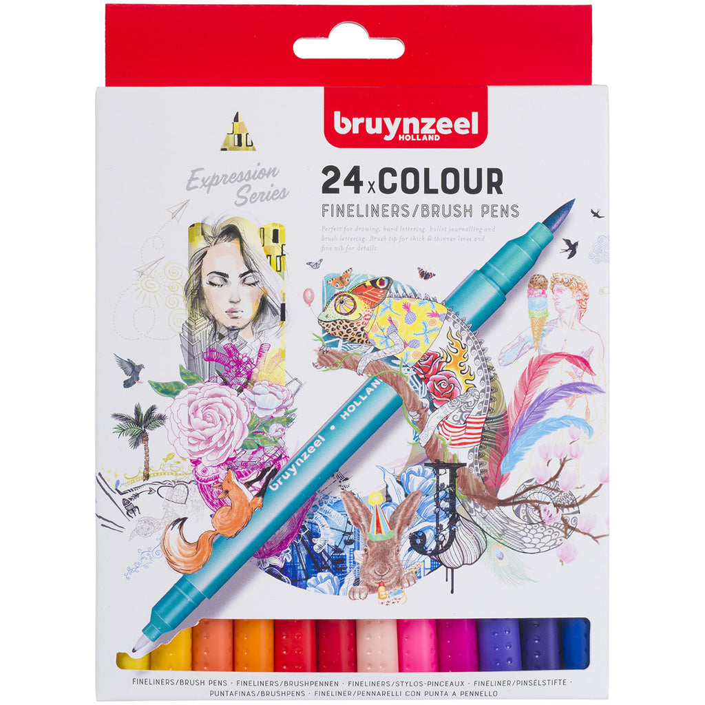 Bruynzeel Fineliner Brushpen set of 24