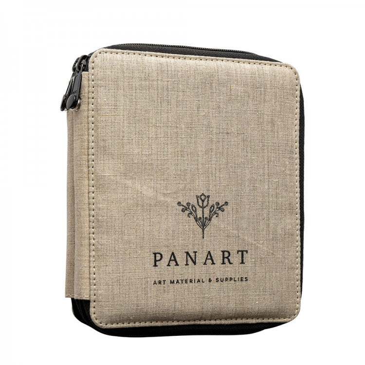 PanArt Linen Pencil Case - holds 72 pencils