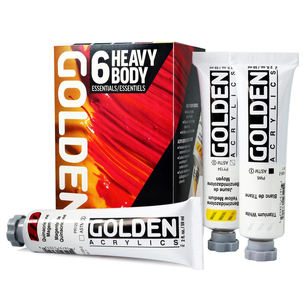 Golden Heavy Body Acrylics Essentials set of 6