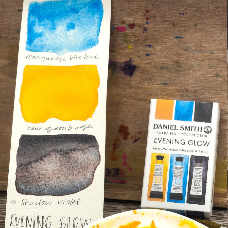 Daniel Smith watercolor paint set with colours perfect  for evening landscapes.