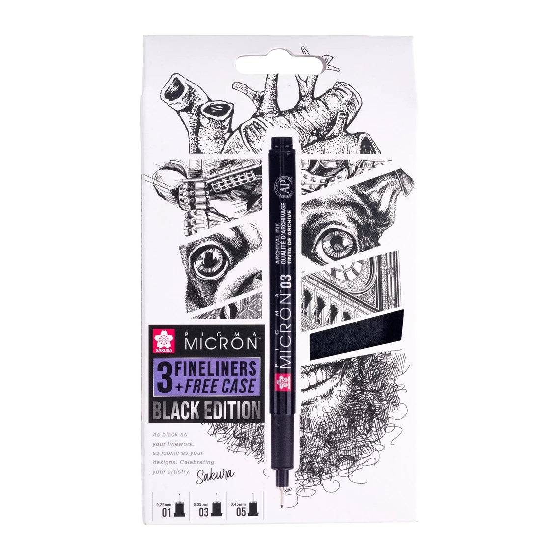 Sakura Pigma Micron Fineliner Pens Black Edition set of – The