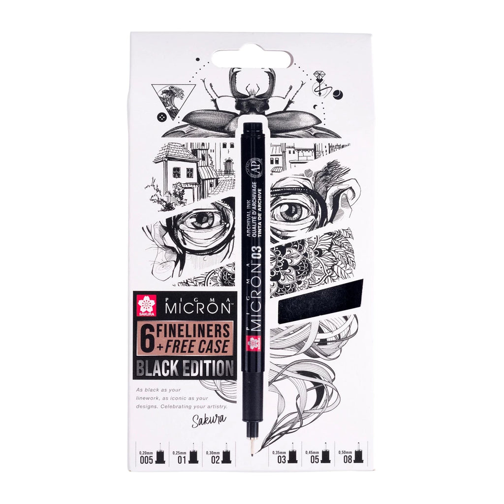 Sakura Pigma Micron Black Edition set of 6