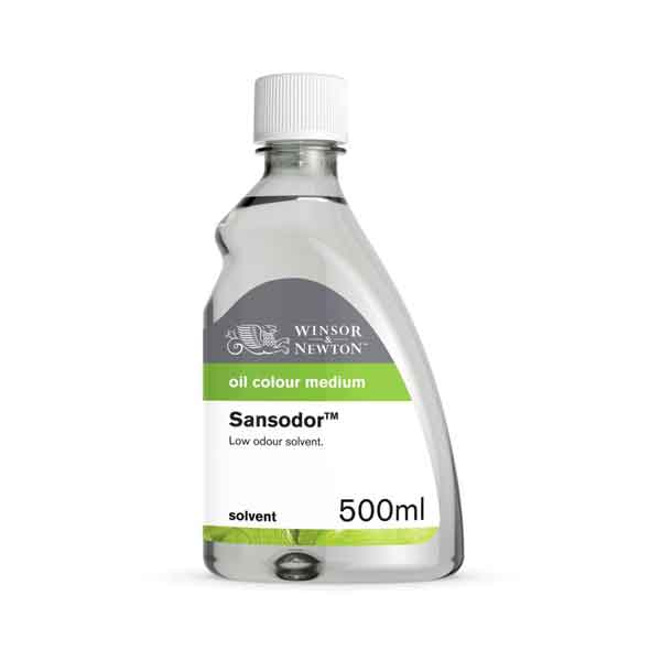 Sansodor is a low odour solvent which evaporates slowly, increases blending time and is suitable for thinning oil colours and cleaning brushes.