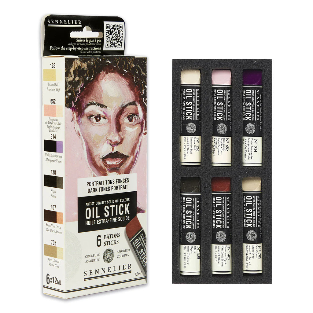 Sennelier Mini Oil Sticks set of 6 - Portrait Dark Tones