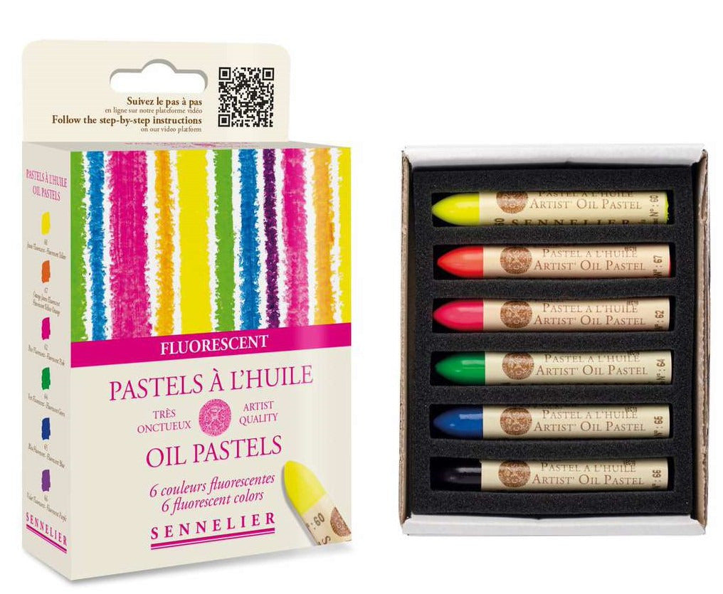 Sennelier Oil Pastels - set of 6 Fluorescent Colours