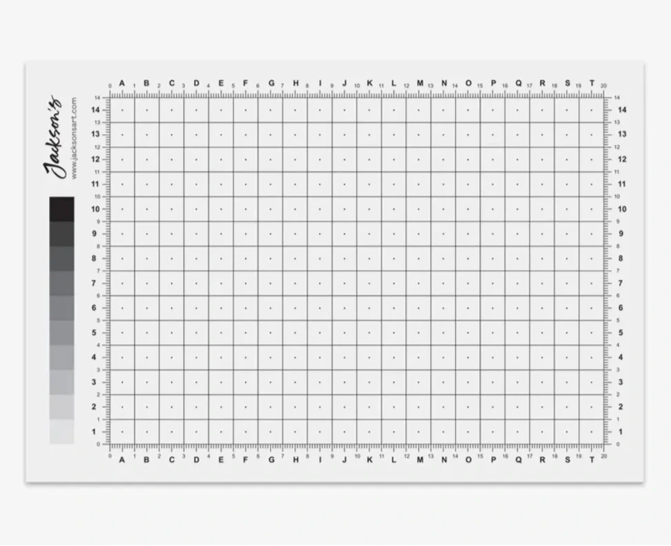 Grid chart with measurement scale on a white background