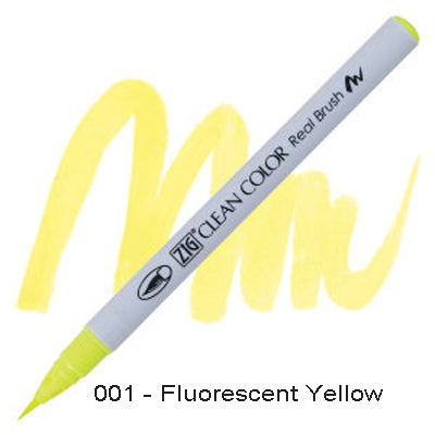 Kuretake Zig Clean Color Brush Pen 001 Fluorescent Yellow