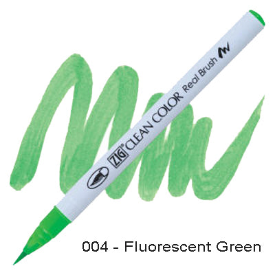 Kuretake Zig Clean Color Brush Pen 004 Fluorescent Green