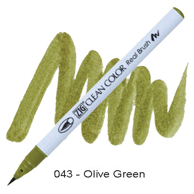 Kuretake Zig Clean Color Brush Pen 043 Olive Green