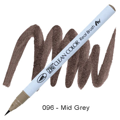 Kuretake Zig Clean Color Brush Pen 096 Mid Grey