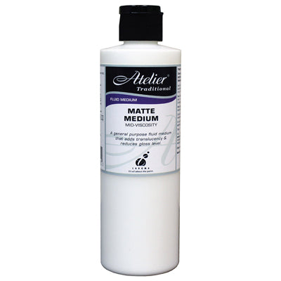 A fluid matte medium that adds translucency and reduces gloss level.