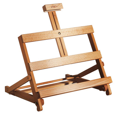 Solid, oiled beech wood easel holds canvases up to 47cm high and 55cm wide. 