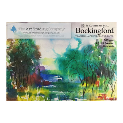Bockingford Watercolour pad containing 10 sheets of HP Bockingford 300gsm/140lb watercolour paper.