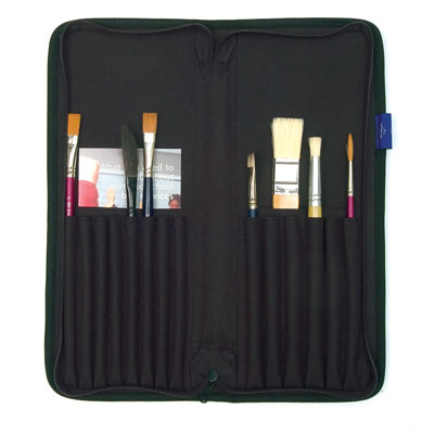 Brush Case is made with a black nylon reinforced outer casing with a zip closure. 