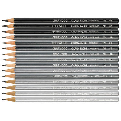 Caran d'Ache Grafwood pencils are made from extra-fine graphite and come in fifteen shades of graphite
