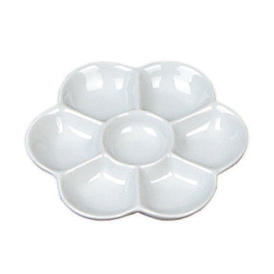 Ceramic 7 well Daisy style palette, perfect for watercolour - 4.5" diameter.