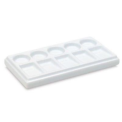 Ceramic 10 well rectangular palette perfect for mixing watercolour paints.