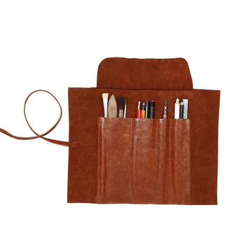 GLOBAL ART SPEEDBALL GENUINE LEATHER PENCIL CASE/48 BROWN