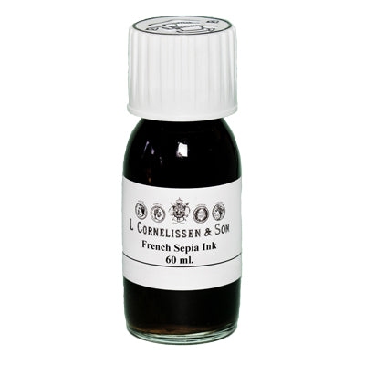 French Sepia Ink is shellac based ink dries to a slight sheen and is water resistant when dry.