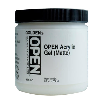 Slow drying acrylic gel to adjust colour strength and translucency when mixed with acrylics