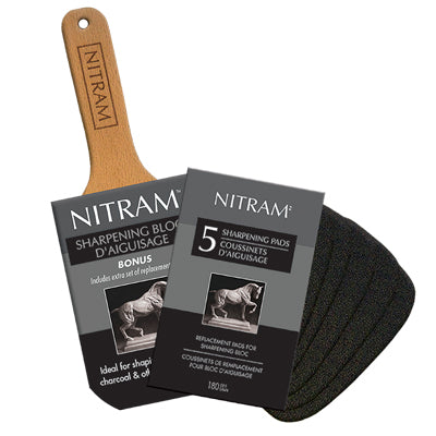 Nitram Sharpening Block is the optimal tool for shaping and sharpening Nitram Charcoal and other drawing media