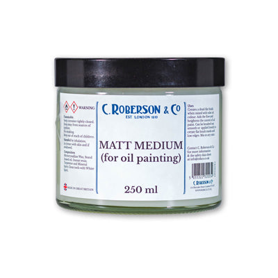 Matt Medium for oil painting that creates a dead-flat finish when mixed with oil colour.