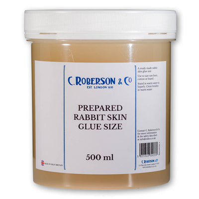 A ready made animal based glue for priming canvases.  Dries clear.