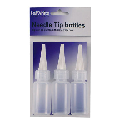 Needle tip bottles that can hold 30ml of liquid.  Each and the tip can be cut to size