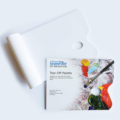 Waxed paper pallette suitable for use with oil, acrylic, watercolour, gouache & tempera paint.