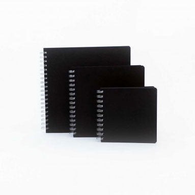 Sketchbooks containing all-media 140gsm cartridge paper ring bound.